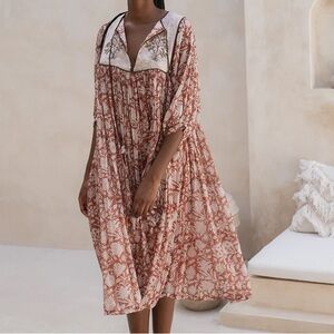 EUC Daughters of India Diya Chestnut midi dress Medium